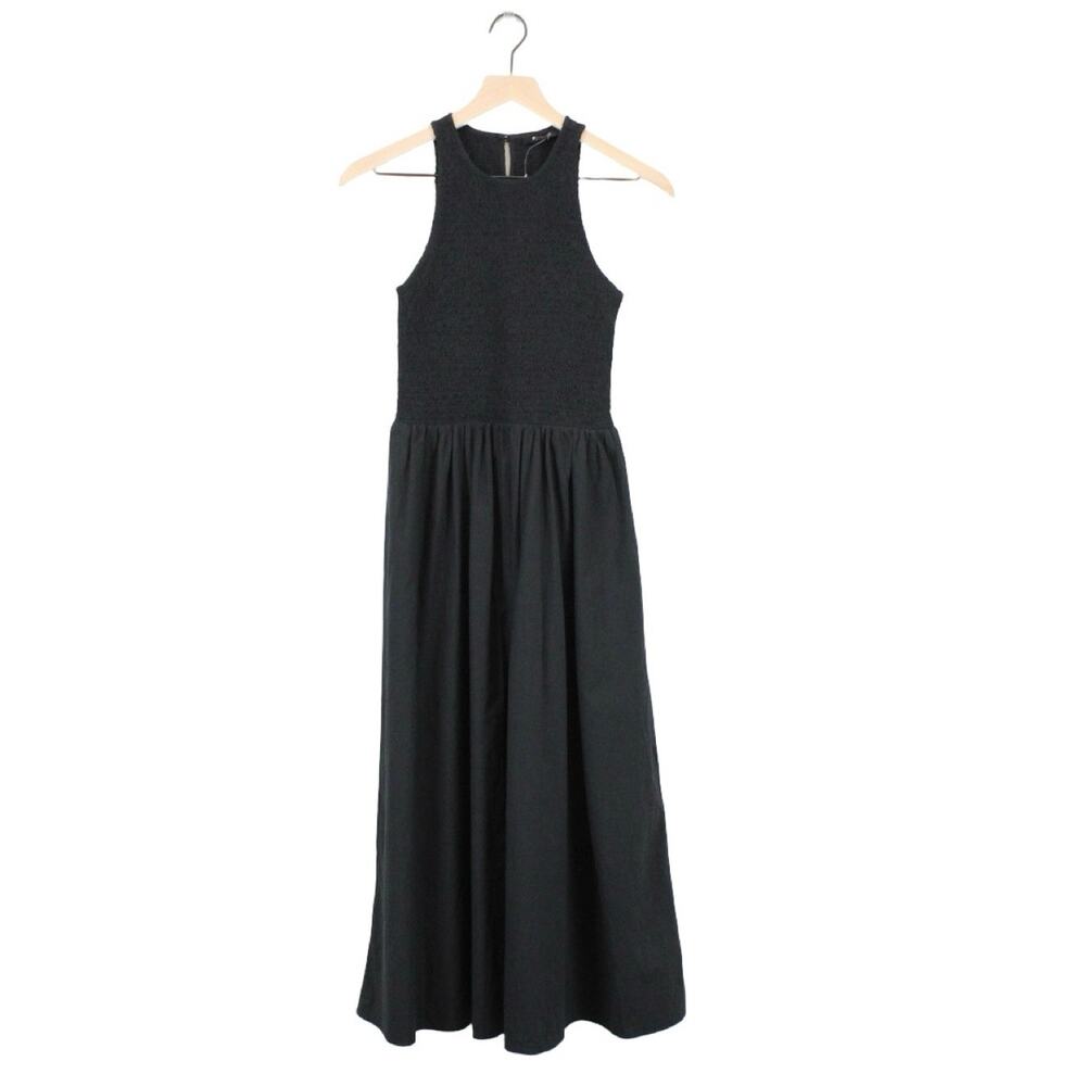 Madewell The Melody Smocked Midi Dress True Black Size XS NWOT